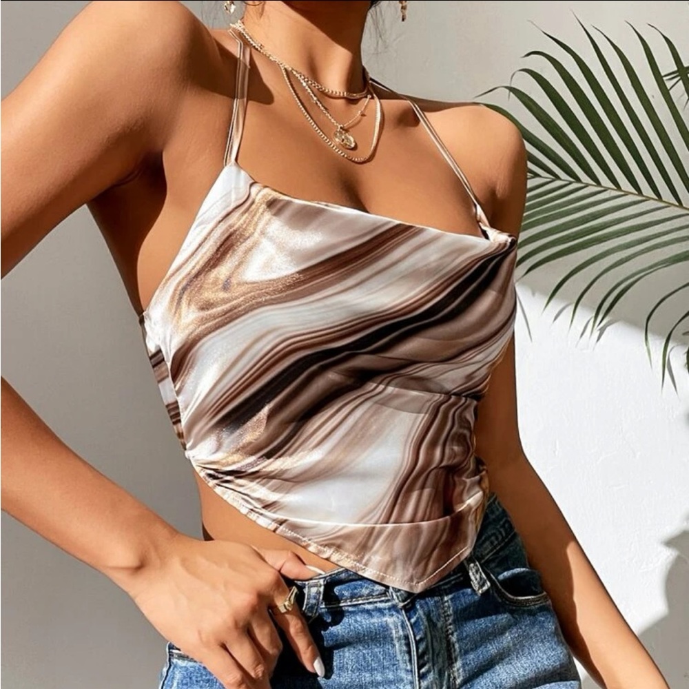Handkerchief Style Halter Crop top